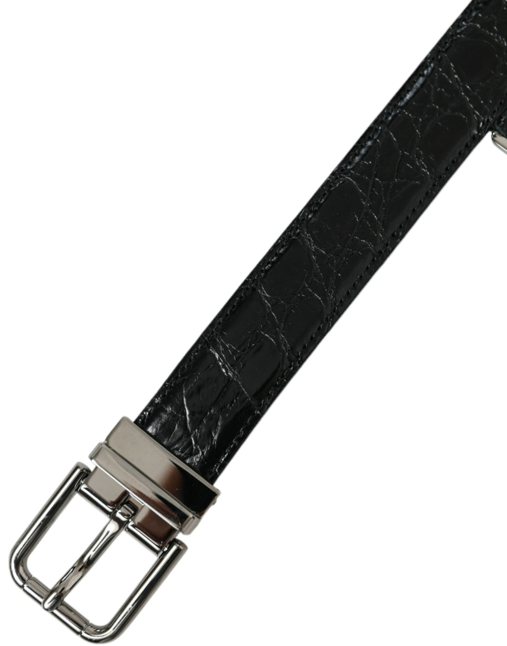 Dolce & Gabbana Black Leather Silver Metal Buckle Belt - Maison Luxe