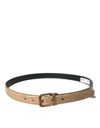 Dolce & Gabbana Beige Exotic Leather Gold Metal Buckle Belt - Maison Luxe