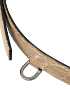 Dolce & Gabbana Beige Exotic Leather Gold Metal Buckle Belt - Maison Luxe