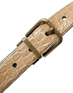 Dolce & Gabbana Beige Exotic Leather Gold Metal Buckle Belt - Maison Luxe