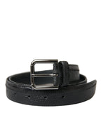 Dolce & Gabbana Black Exotic Leather Silver Metal Buckle Belt - Maison Luxe