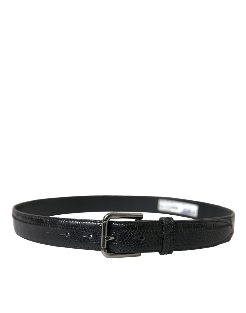 Dolce & Gabbana Black Exotic Leather Silver Metal Buckle Belt - Maison Luxe