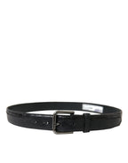 Dolce & Gabbana Black Exotic Leather Silver Metal Buckle Belt - Maison Luxe