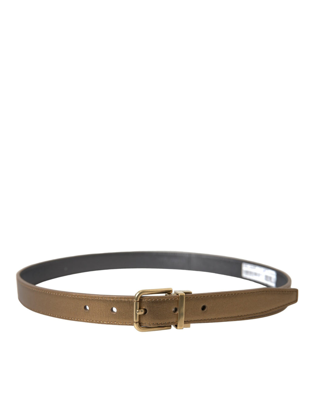 Dolce & Gabbana Metallic Gold Calf Leather Metal Buckle Belt - Maison Luxe