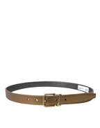 Dolce & Gabbana Metallic Gold Calf Leather Metal Buckle Belt - Maison Luxe