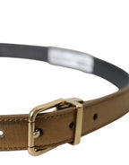 Dolce & Gabbana Metallic Gold Calf Leather Metal Buckle Belt - Maison Luxe