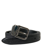 Dolce & Gabbana Black Leather Silver Metal Buckle Belt - Maison Luxe