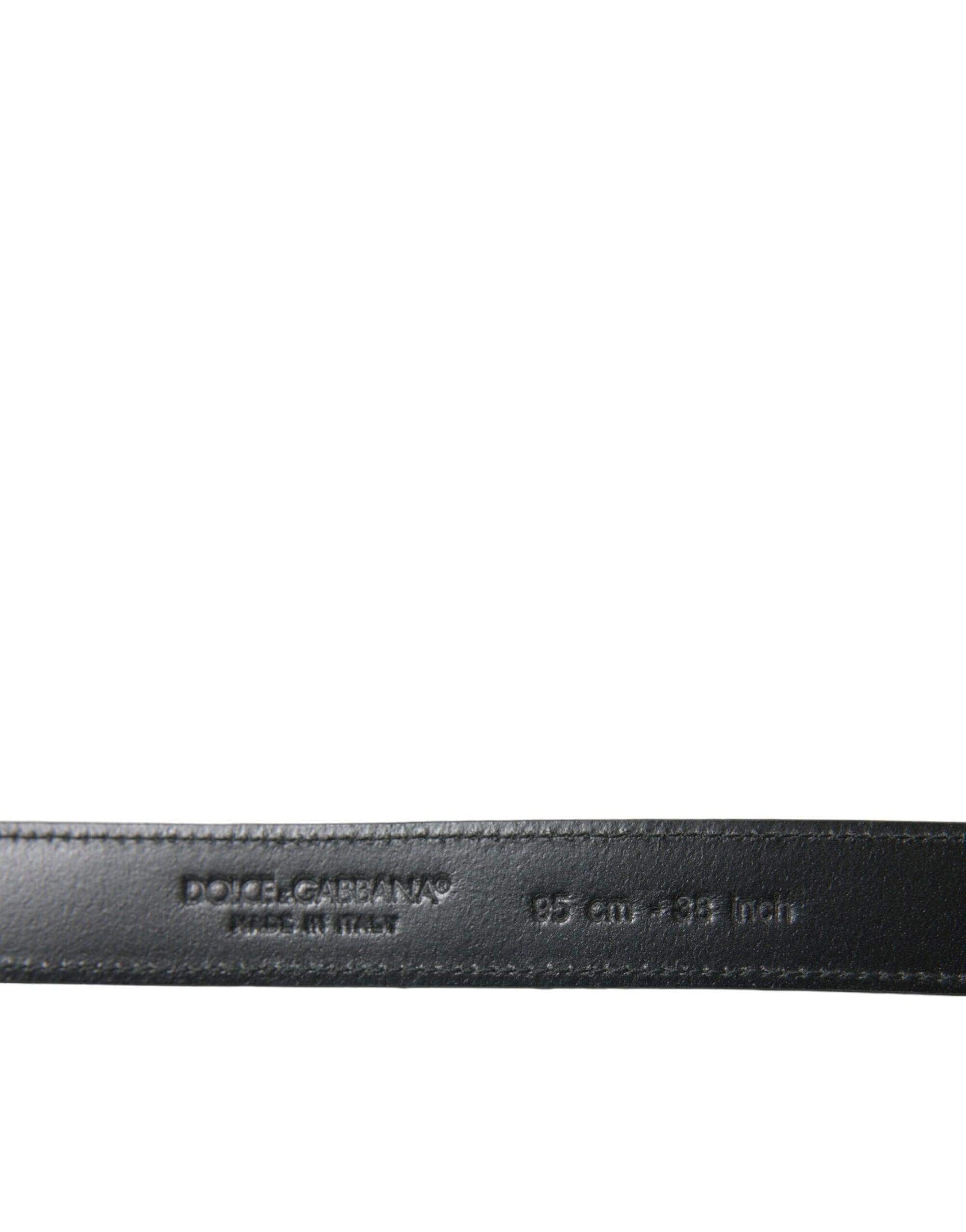 Dolce & Gabbana Black Leather Silver Metal Buckle Belt - Maison Luxe