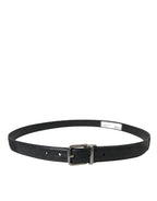 Dolce & Gabbana Black Leather Silver Metal Buckle Belt - Maison Luxe