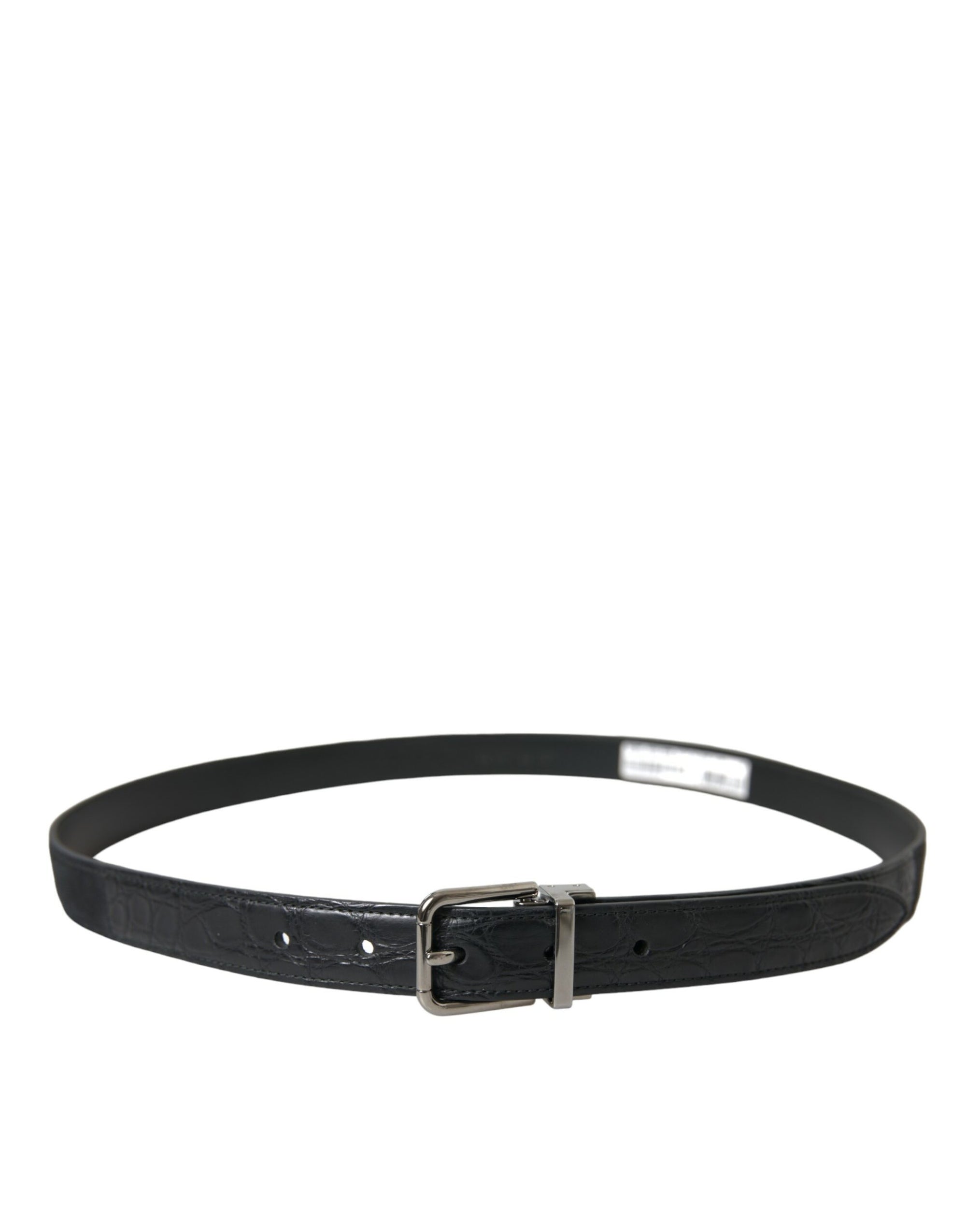 Dolce & Gabbana Black Leather Silver Metal Buckle Belt - Maison Luxe