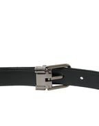 Dolce & Gabbana Black Leather Silver Metal Buckle Belt - Maison Luxe