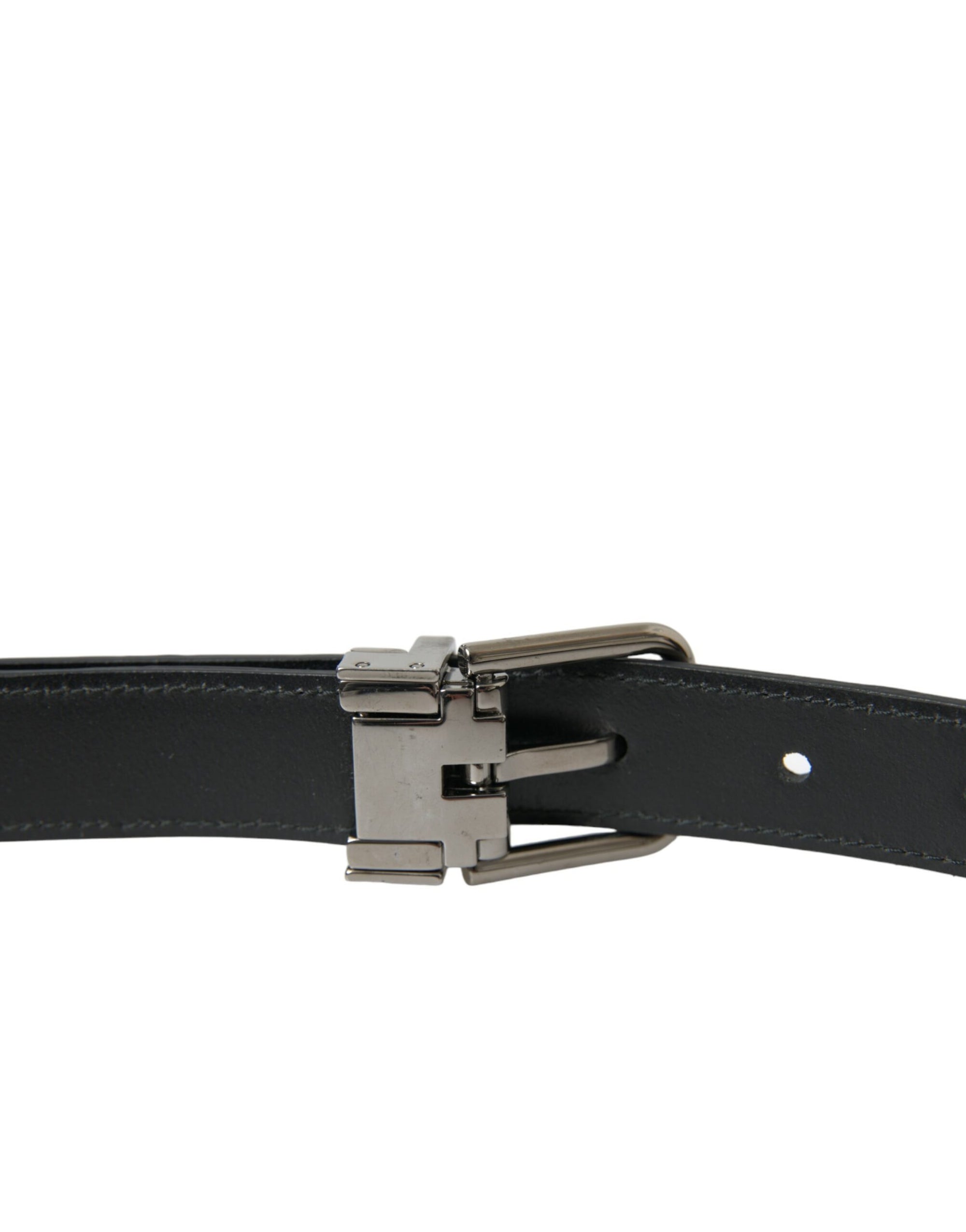 Dolce & Gabbana Black Leather Silver Metal Buckle Belt - Maison Luxe
