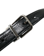 Dolce & Gabbana Black Leather Silver Metal Buckle Belt - Maison Luxe