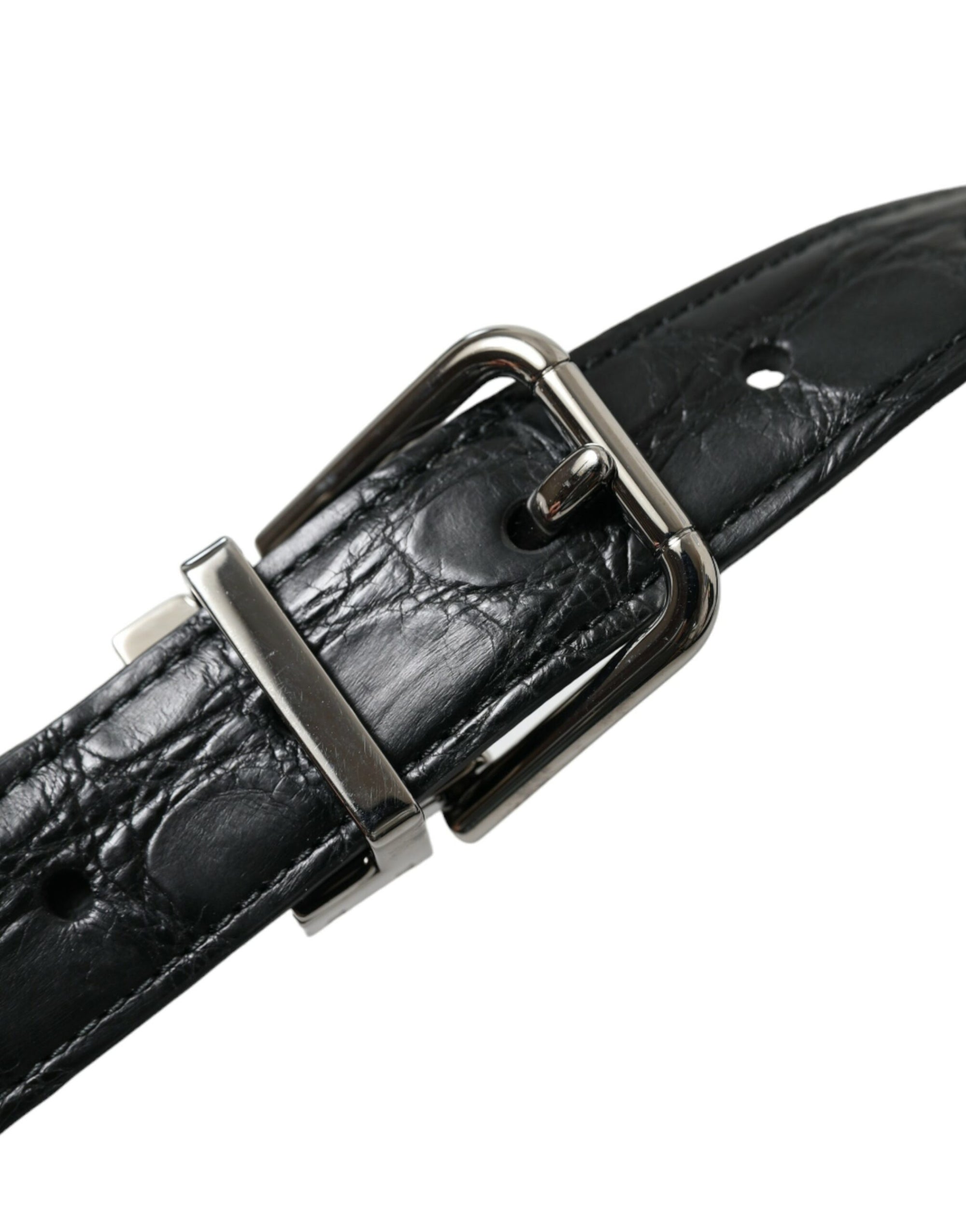 Dolce & Gabbana Black Leather Silver Metal Buckle Belt - Maison Luxe