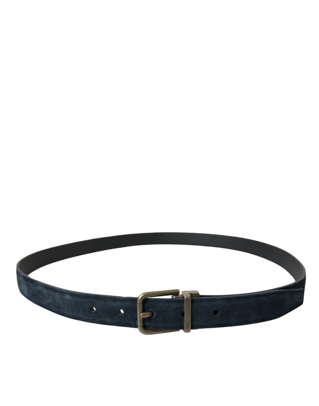 Dolce & Gabbana Blue Suede Leather Gold Metal Buckle Belt - Maison Luxe