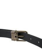 Dolce & Gabbana Blue Suede Leather Gold Metal Buckle Belt - Maison Luxe