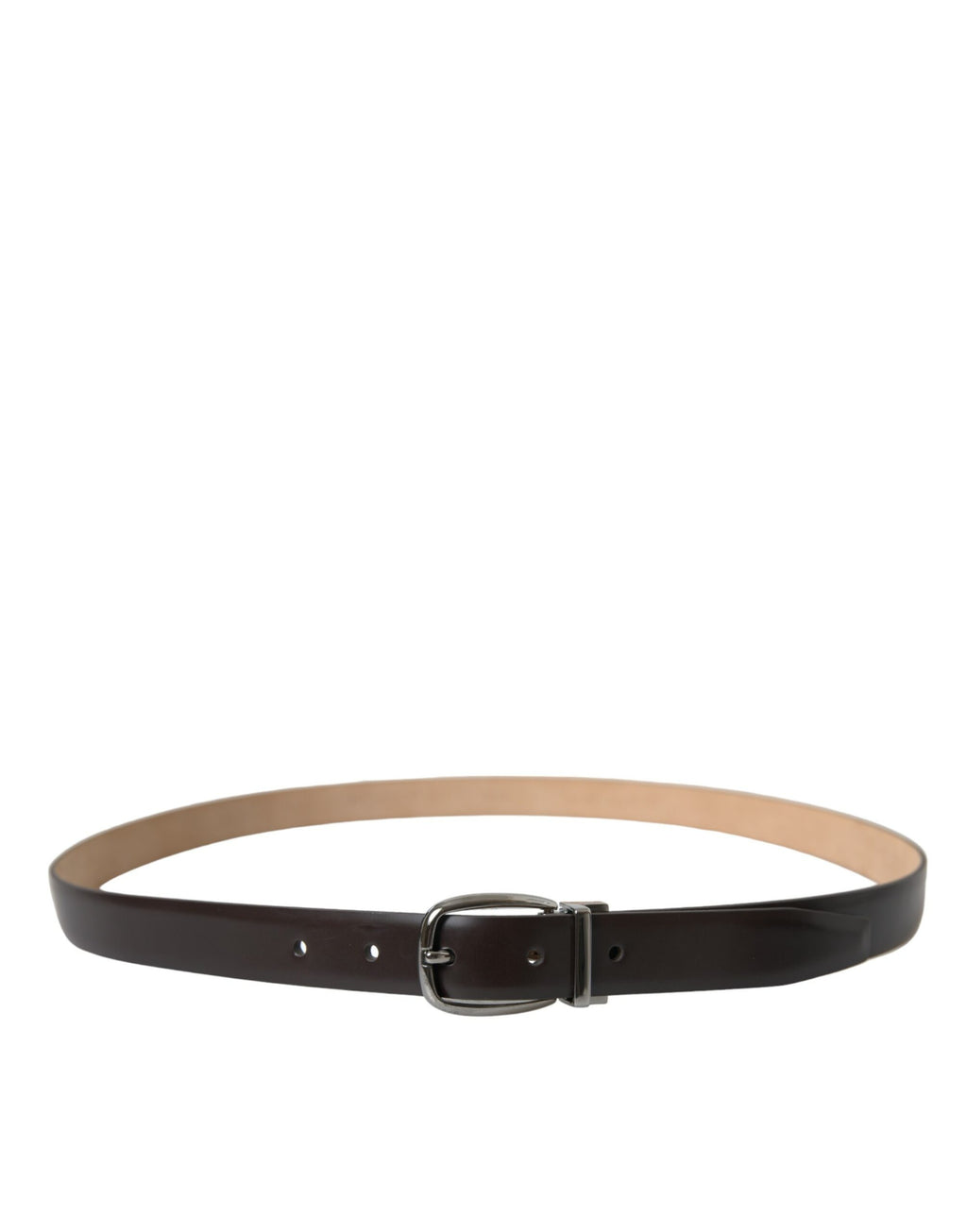 Dolce & Gabbana Dark Brown Leather Silver Metal Buckle Belt - Maison Luxe