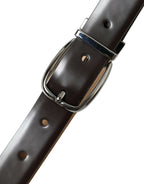 Dolce & Gabbana Dark Brown Leather Silver Metal Buckle Belt - Maison Luxe