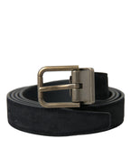 Dolce & Gabbana Black Suede Leather Gold Metal Buckle Belt - Maison Luxe