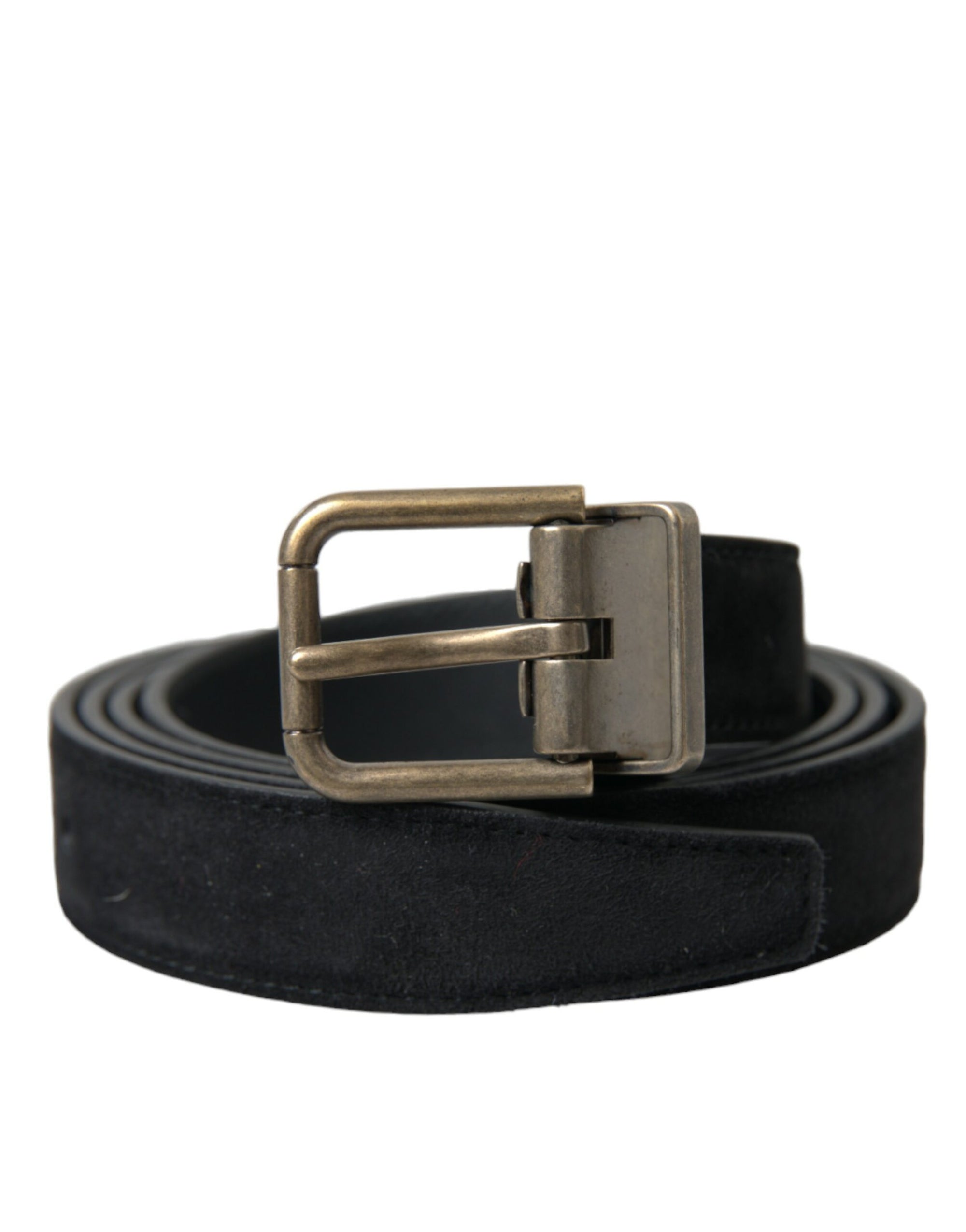 Dolce & Gabbana Black Suede Leather Gold Metal Buckle Belt - Maison Luxe
