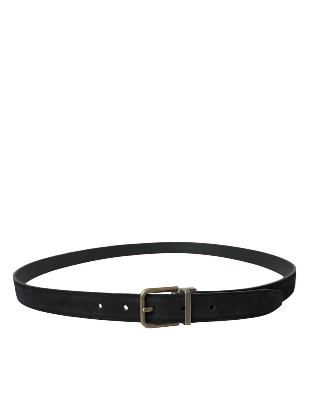 Dolce & Gabbana Black Suede Leather Gold Metal Buckle Belt - Maison Luxe