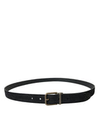 Dolce & Gabbana Black Suede Leather Gold Metal Buckle Belt - Maison Luxe