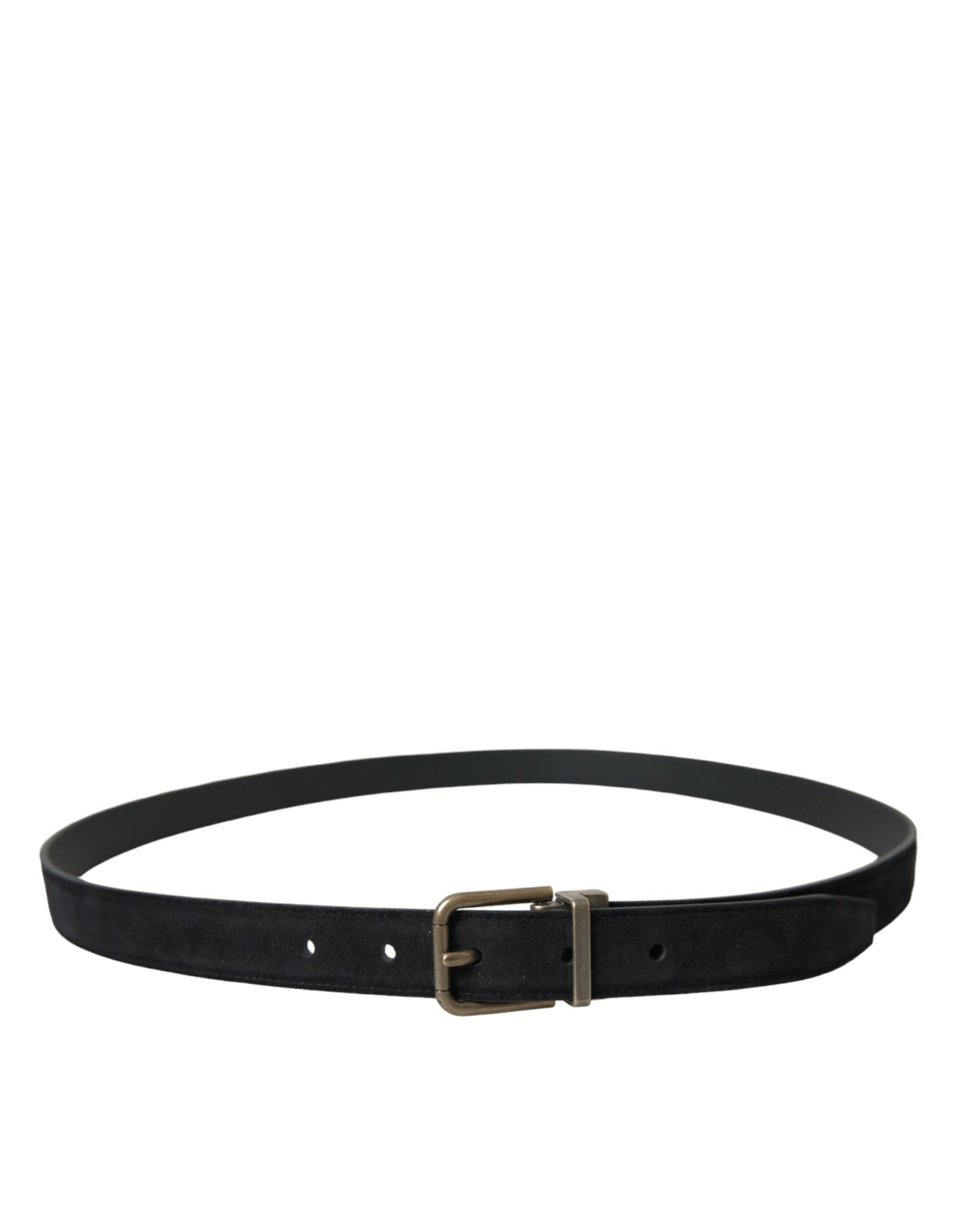 Dolce & Gabbana Black Suede Leather Gold Metal Buckle Belt - Maison Luxe