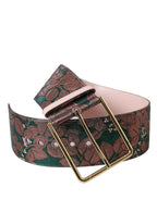 Dolce & Gabbana Multicolor Floral Jacquard Lurex Gold Buckle Belt - Maison Luxe