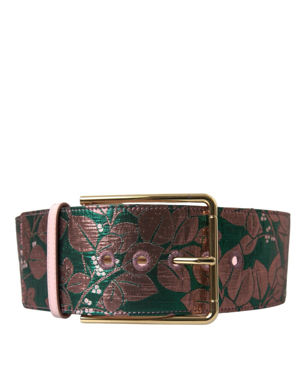 Dolce & Gabbana Multicolor Floral Jacquard Lurex Gold Buckle Belt - Maison Luxe