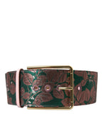 Dolce & Gabbana Multicolor Floral Jacquard Lurex Gold Buckle Belt - Maison Luxe