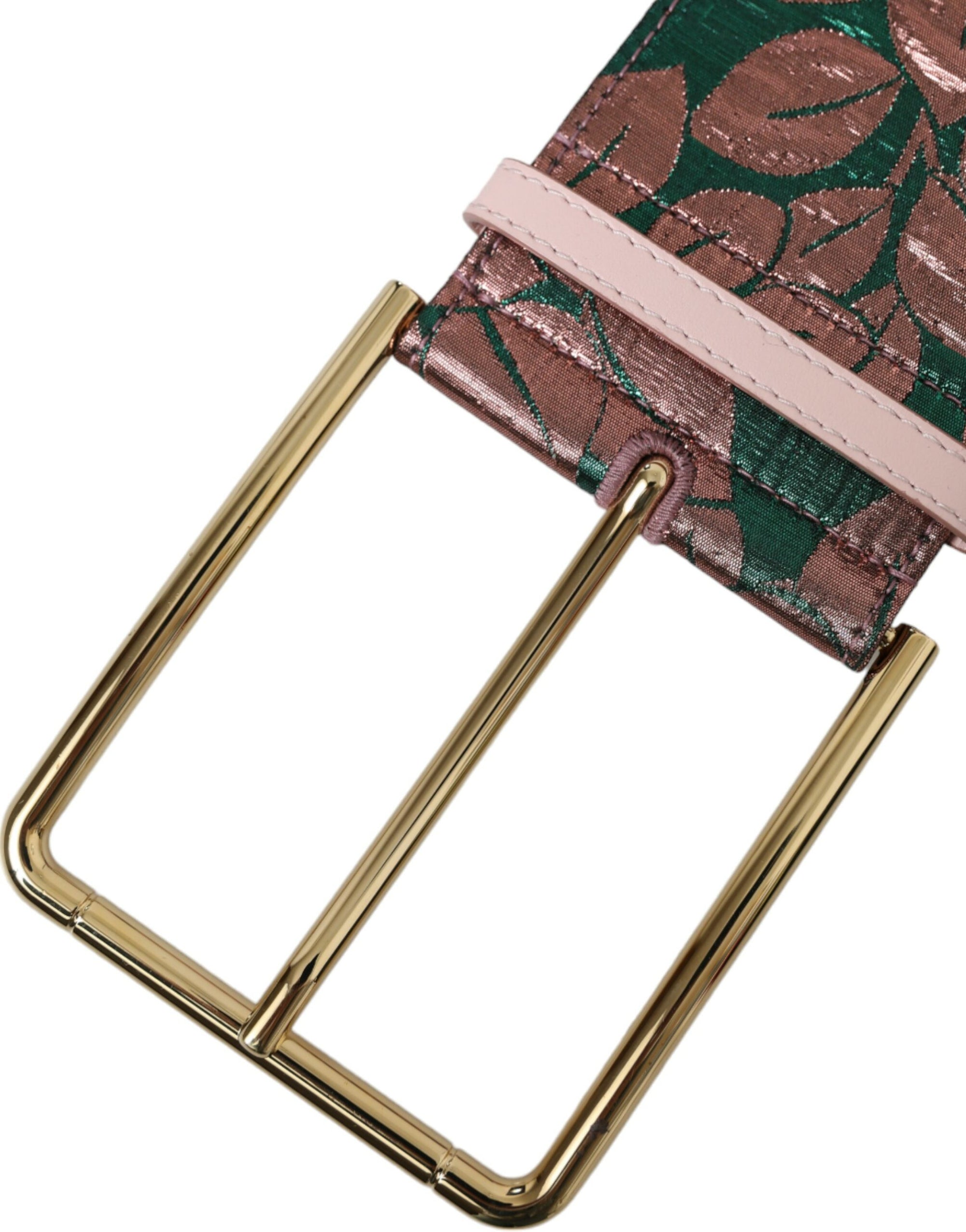 Dolce & Gabbana Multicolor Floral Jacquard Lurex Gold Buckle Belt - Maison Luxe