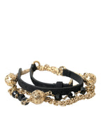 Dolce & Gabbana Black Suede Gold Chain Crystal Waist Belt - Maison Luxe