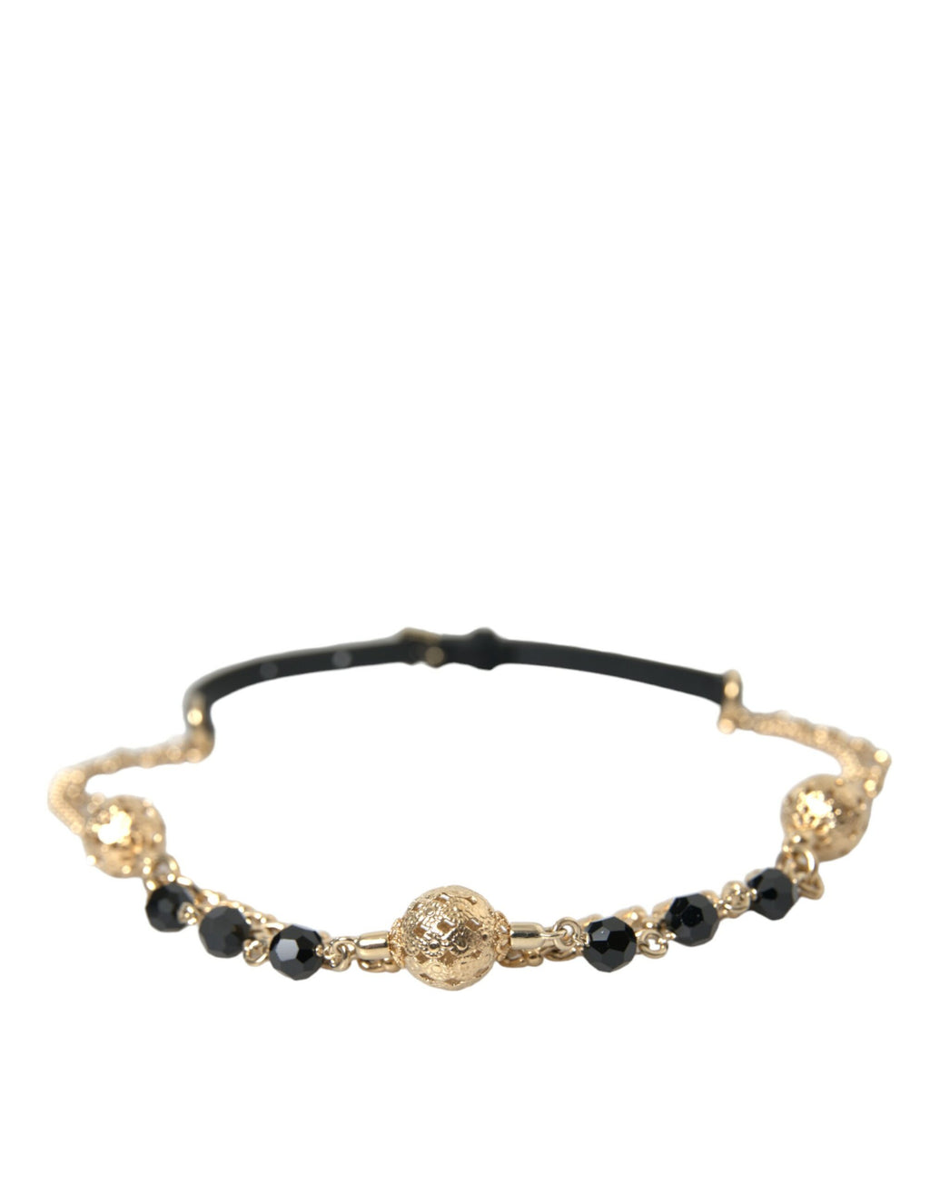 Dolce & Gabbana Black Suede Gold Chain Crystal Waist Belt - Maison Luxe