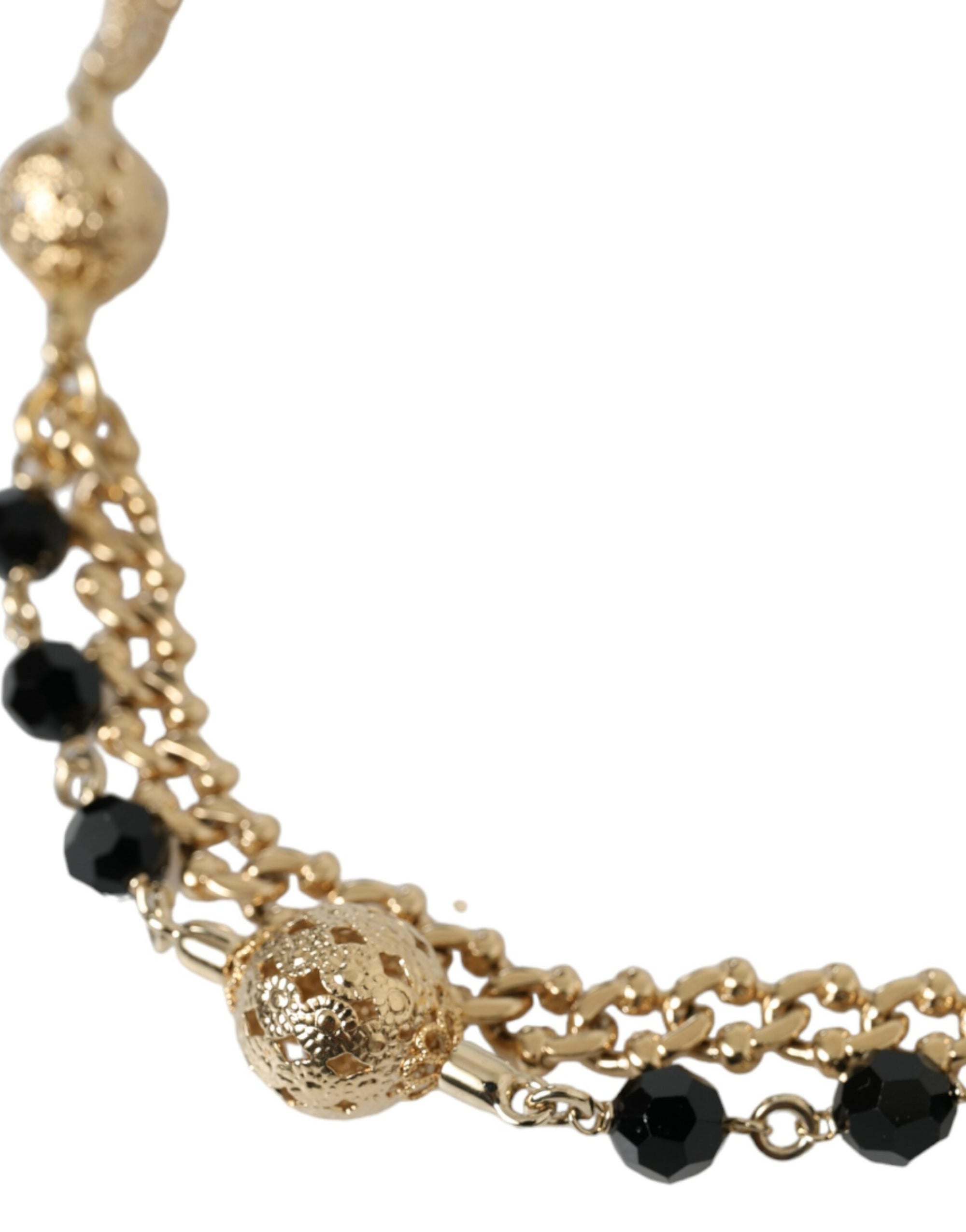 Dolce & Gabbana Black Suede Gold Chain Crystal Waist Belt - Maison Luxe