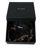 Dolce & Gabbana Black Suede Gold Chain Crystal Waist Belt - Maison Luxe