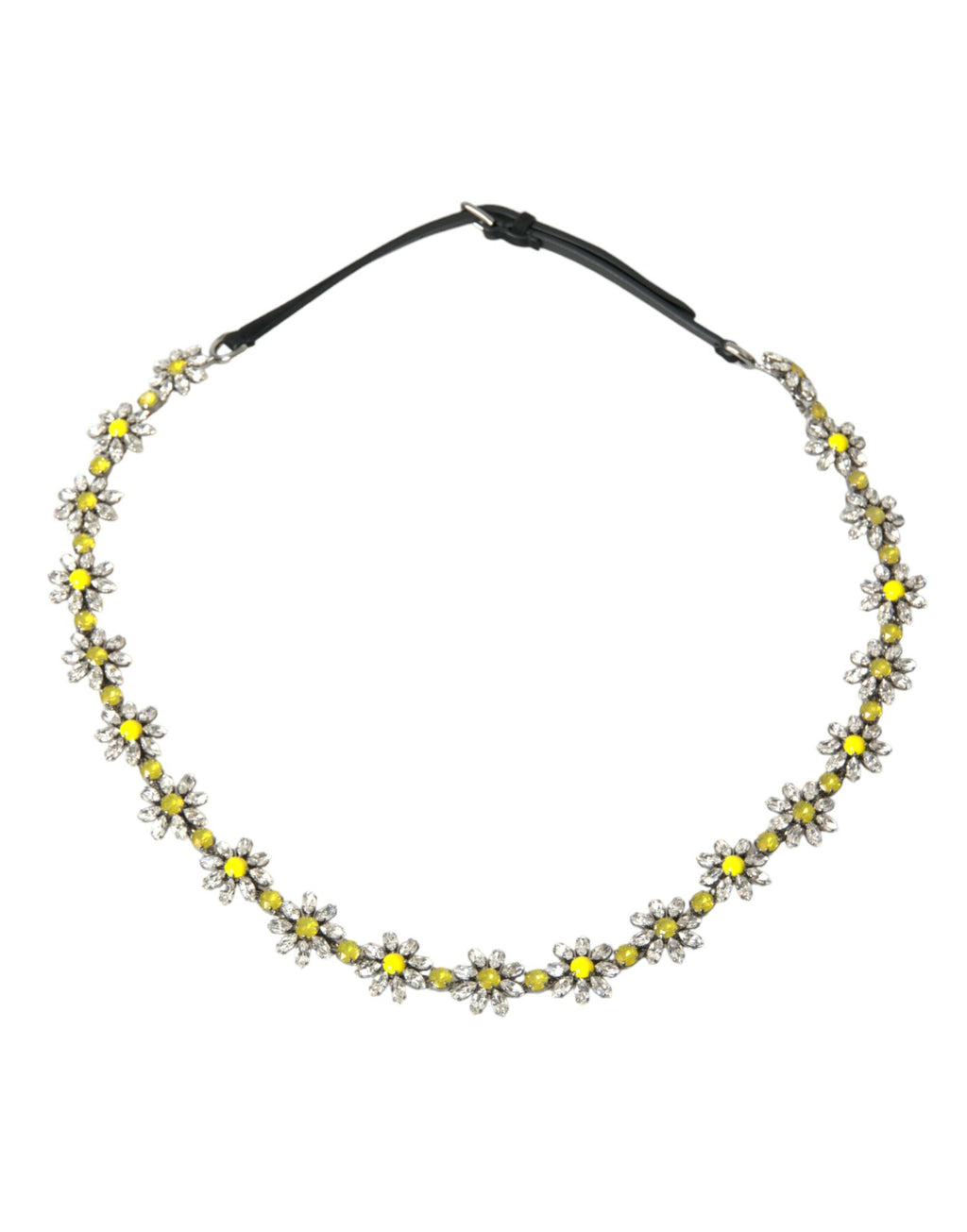 Dolce & Gabbana Black Daisy Crystal Dauphine Waist Belt - Maison Luxe