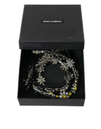 Dolce & Gabbana Black Daisy Crystal Dauphine Waist Belt - Maison Luxe
