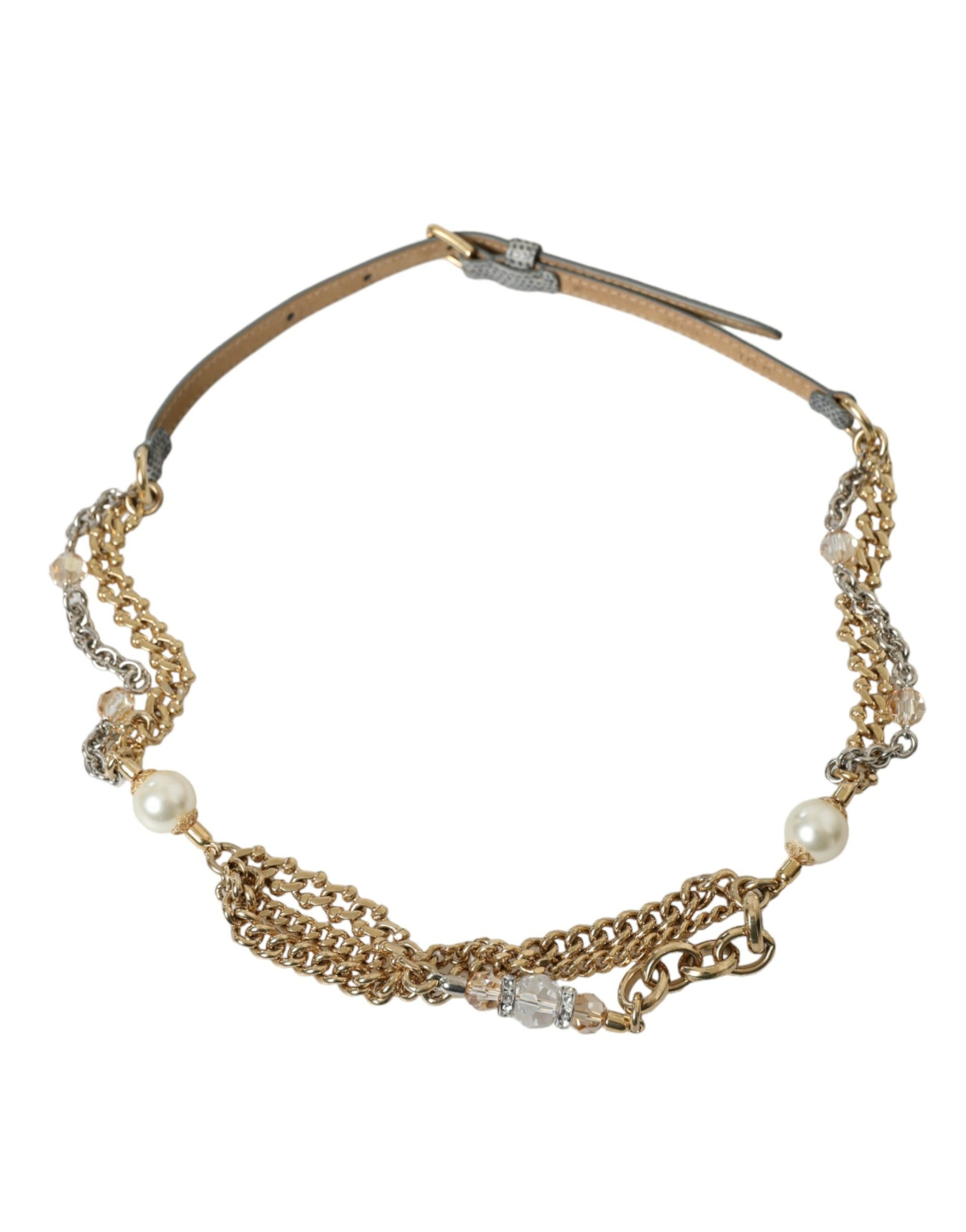 Dolce & Gabbana Blue Braided Gold Brass Chain Waist Belt - Maison Luxe