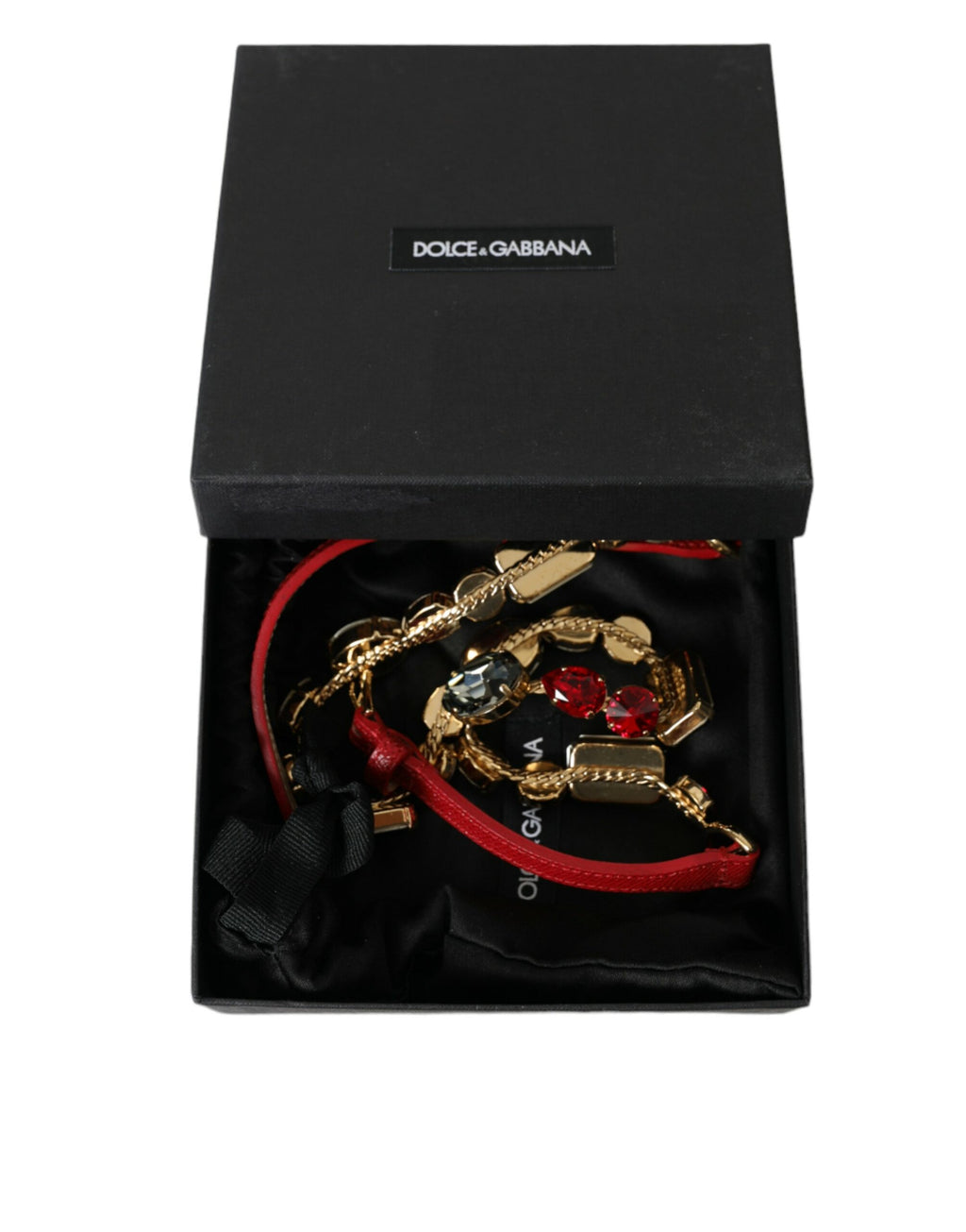 Dolce & Gabbana Red Leather Crystal Chain Waist Belt - Maison Luxe