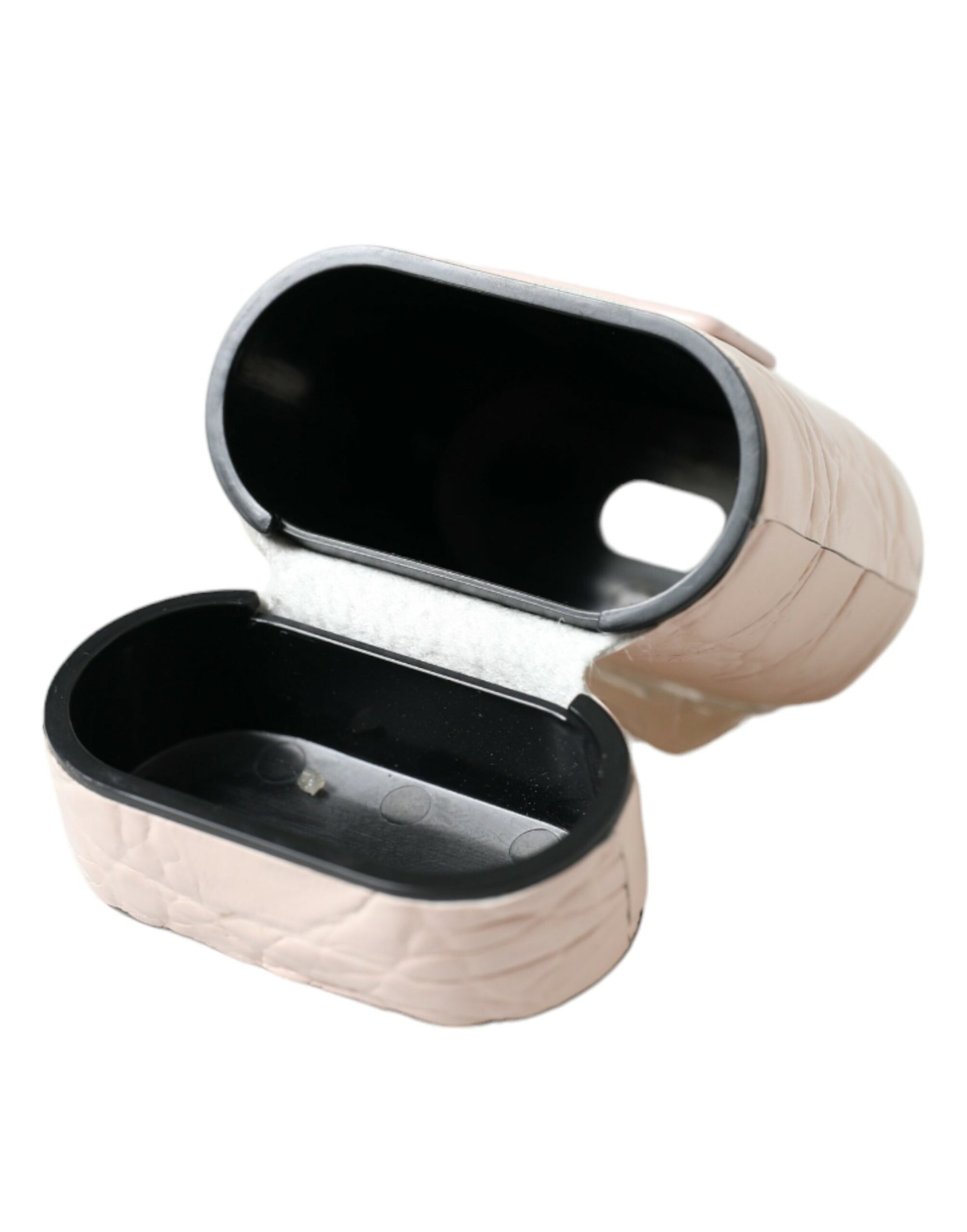 Dolce & Gabbana Light Pink Calf Leather Metal Logo Plaque Airpods Case - Maison Luxe