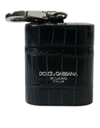 Dolce & Gabbana Black Crocodile Leather Silver Metal Logo Airpods Case - Maison Luxe