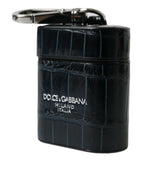 Dolce & Gabbana Black Crocodile Leather Silver Metal Logo Airpods Case - Maison Luxe