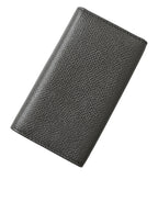 Dolce & Gabbana Gray Leather Silver Metal Logo Plaque Trifold Keyring - Maison Luxe