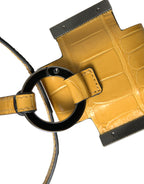 Dolce & Gabbana Yellow Crocodile Leather Logo Print Lanyard Keychain - Maison Luxe