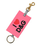 Dolce & Gabbana Pink Silicone DG Logo Gold Brass Keychain - Maison Luxe