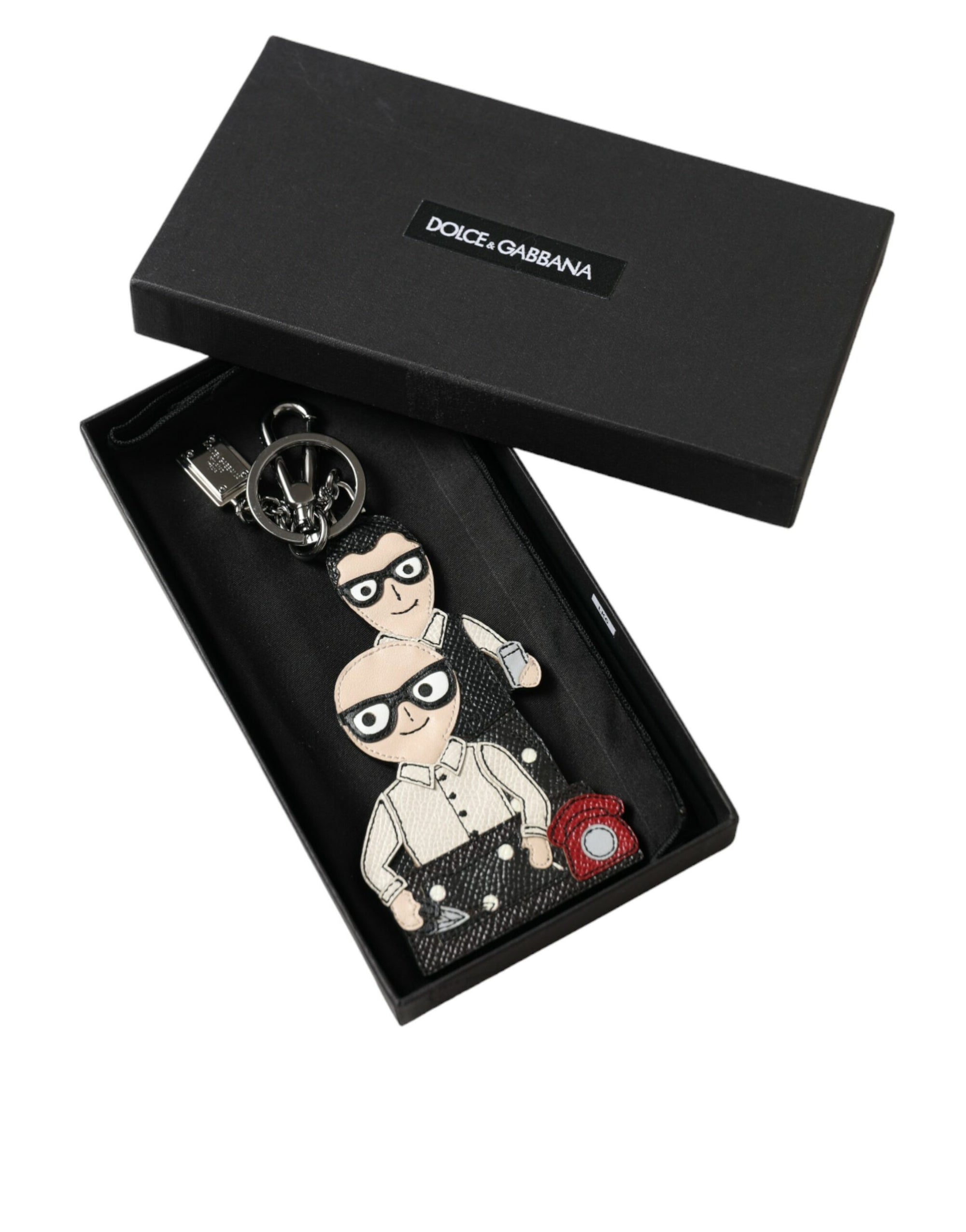 Dolce & Gabbana Leather Dominico Stefano #DGFAMILY Logo Badge Keychain - Maison Luxe