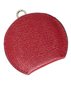 Dolce & Gabbana Red Calfskin Leather Round Logo Hand Mirror Holder - Maison Luxe