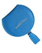 Dolce & Gabbana Blue Calfskin Leather Round Logo Hand Mirror Holder - Maison Luxe