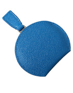 Dolce & Gabbana Blue Calfskin Leather Round Logo Hand Mirror Holder - Maison Luxe