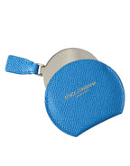 Dolce & Gabbana Blue Calfskin Leather Round Logo Hand Mirror Holder - Maison Luxe